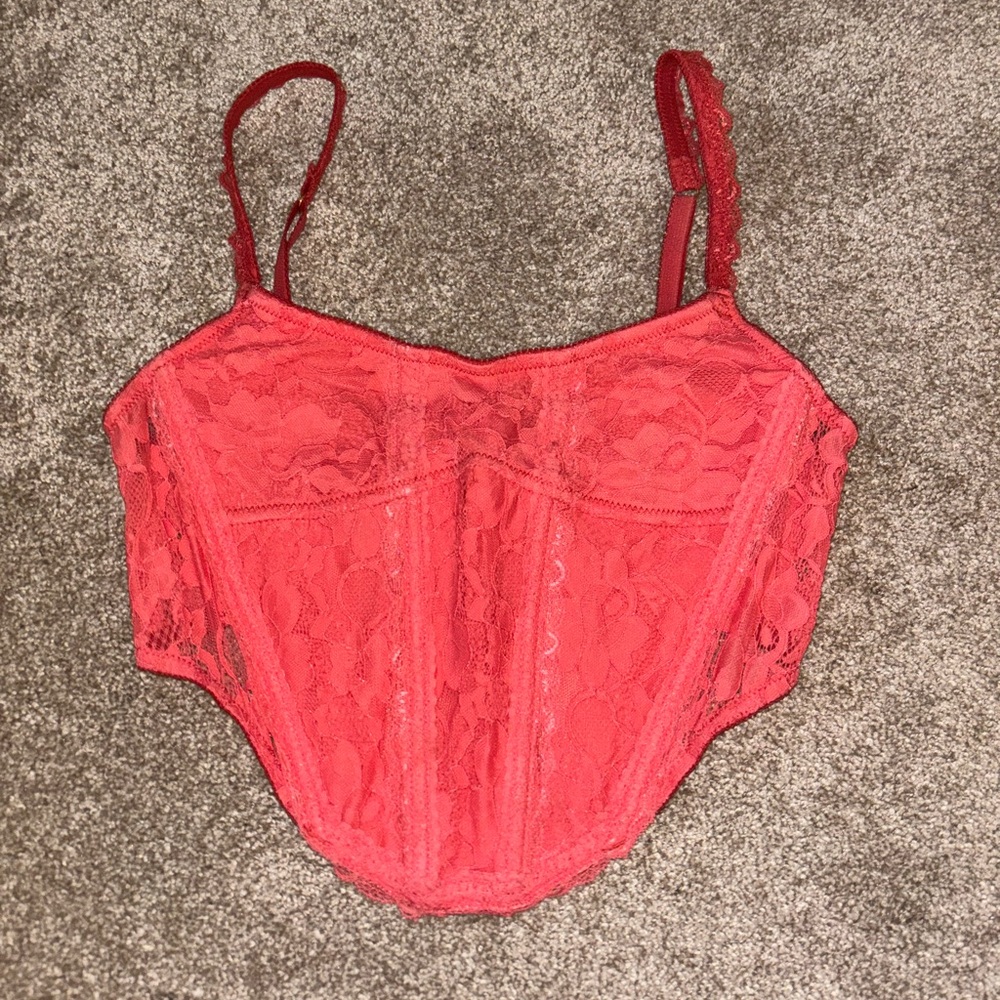 Urban Outfitters Coral Lace Bustier